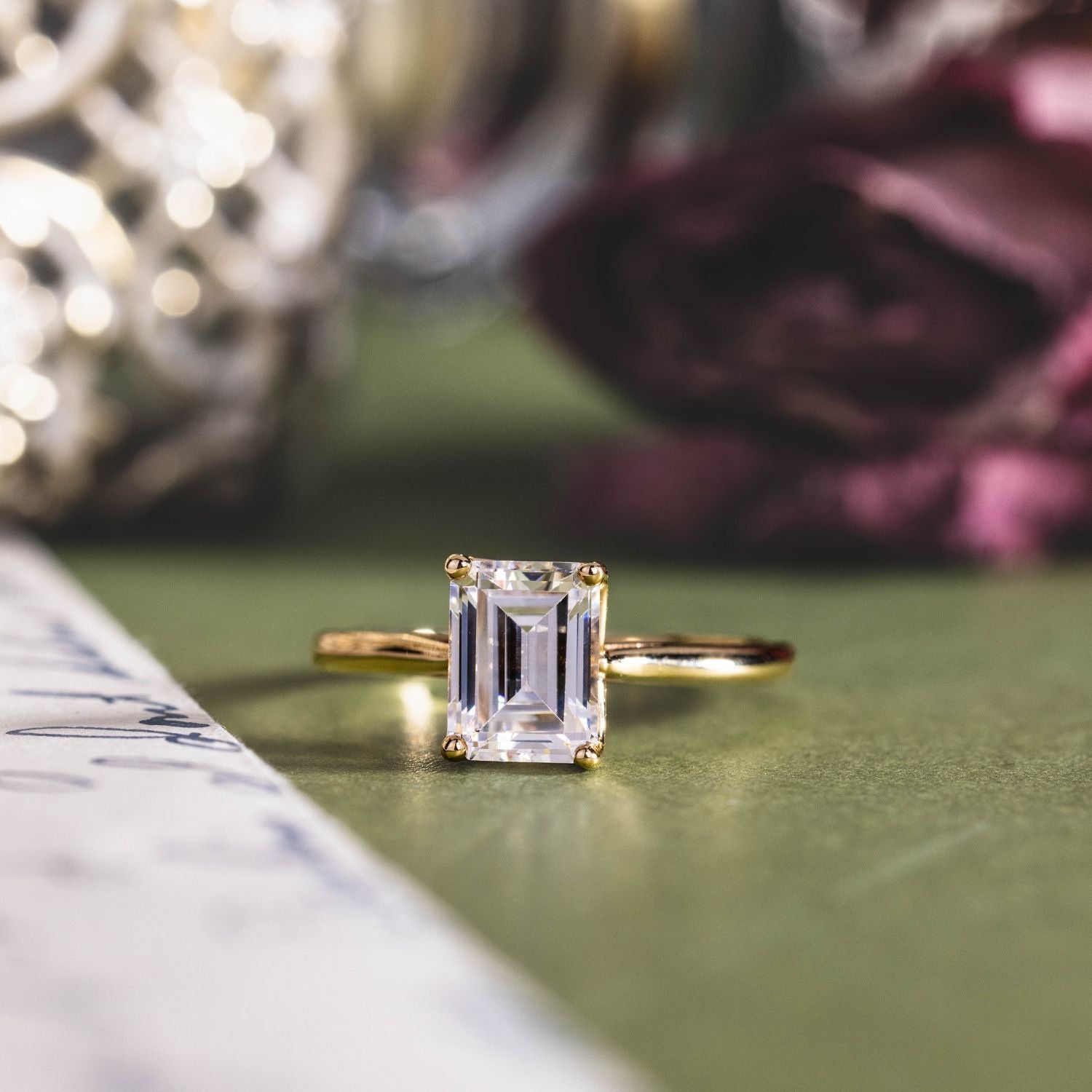 Marquise Shaped Three Stone Lab Grown Diamond Engagement Ring